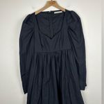 Abercrombie & Fitch  Long-Sleeve Poplin Babydoll Black Mini Dress Women’s Sz S Photo 6