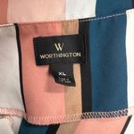 WORTHINGTON‎ Women's Striped Slimming Chic Multicolor Top Size XL Green Peach Photo 7