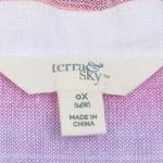 Terra & Sky  Womens Button Down Linen Camp Shirt Size 0X Short Sleeve Ombre‎ Work Photo 3