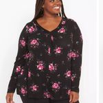 Lane Bryant  18 20 Floral V-Neck Long Sleeve Top Photo 4