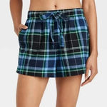 Auden NWT Women's Blue Plaid Flannel Pajama Sleep Shorts Size XS Photo 0