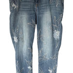 Chico's Chico’s The So Slimming Girlfriend Jeans Blue Floral Embroidered Boho Casual Photo 0