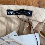 ZARA Tan Pink Striped Cropped Pleated Top Size Small Photo 7