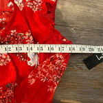 Lulus NWT  Blossom Type of Way Midi Dress Wrap Red Floral Medium High Low Photo 4