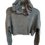 Pins and Needles Gray Soft Knit Hooded Crop Sweatshirt Photo 0