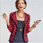 CAbi  Sz M Striped Blazer Yacht Club Red Blue Gold Buttons Sweater V Neck Jacket Photo 6