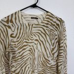 J. McLaughlin  Cashmere Sweater Womens S Cream Tan Pullover Animal Print Zebra Photo 1