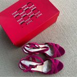 Carolina Herrera Fuschia Suede Sandals, Size EU 39, in Original Box Retail $510 Photo 1