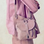 Free People Pink Suede Sling Bag Photo 1