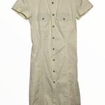Diane Von Furstenberg  100% Linen Midi Shirt Sress Button Up Camo Military 2 XS Photo 0