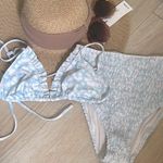 Charlie Holiday Blue and White Floral Ruffled Bikini Set Photo 0