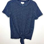 MELLODAY  Navy White Tie Front Crewneck Tee Size Small Photo 0