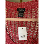 Rue 21  Open Knit Fishnet Sweater Top Metallic Pink L Lightweight Sheer 90s Y2K Photo 3