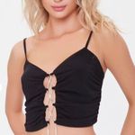 Forever 21 Black Rhinestone Lace-Up Cropped Cami Top Photo 0