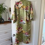 Shanghai SoHo Green Floral Lotus Long Kimono Robe Pajama Sill Like One Size NEW Photo 4