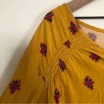 Old Navy  Mustard Yellow Red Floral Long Sleeve Keyhole Mini Midi Flowy Dress Photo 4