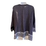 Serrv Navy and White Textured, Tribal Print, Oversized Open Kimono, Size S/M Blue Size M Photo 2