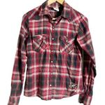 Harley Davidson Harley-Davidson Motorcycles Red Plaid Flannel Long Sleeve Button Up Shirt Size S Photo 0