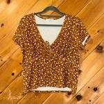 Rebellious Dreamer brown floral crop top tie front vneck Size L Photo 1