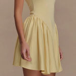 Meshki  Sharon Scuba Jersey Mini Dress in Pastel Lemon Size L NWT Photo 0