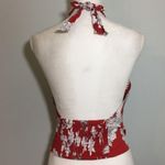 EXPRESS NWOT Red White Floral Smocked Halter Top Photo 6
