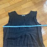 Lungo L’Arno European linen Sleeveless top blouse tunic Black Eyelet hem Sz XL Photo 6