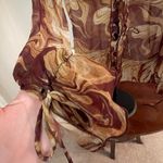 Urban Outfitters Women’s UO Sheer Marbleized Pattern Brown Multicolor Ruffle LS Top wTies Fairy Photo 7