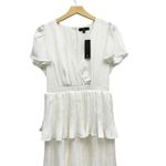 Lulus  Twirl-wind Romance White Satin Tiered Midi Dress size Medium NWT Photo 2