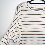 Maurice's  24/7 Cozy White & Brown Striped Dolman Oversized Tee Photo 3