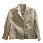 André Oliver Cream Beige Textured Boxy Blazer Jacket Sz 4 Tan Photo 0