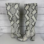 Nine West Python Snakeskin Block Heel Tall Boots Womens Size 7.5 M Animal Print Photo 5