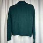 J.Crew Womens Cable Knit Sweater Size XS Green Alpaca Wool Turtleneck Ruffle Photo 8