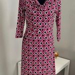 Ny Collection Women Long Sleeve Cowl Neck Geometric Print Midi Dress Size Small Photo 0