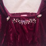 Sugar Thrillz Velvet Floral embroidered Maroon Blouse Red Size M Photo 5