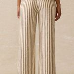 Faherty Women’s Sun Strider Linen Pant | Cocoa Grove Stripe | Medium Brown Photo 3