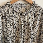 ZARA  Long Sleeve Floral Long Midi Dress Women’s Size Medium Black White Photo 2