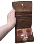 Longaberger Homestead Brown Leather Plaid Snap Tri-Fold Wallet Purse Retro Y2K Photo 3