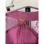 Free People Purple Pink Cold Shoulder Floral Lace Sleeve Gauze Mini Dress Photo 2