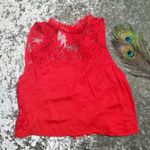 Free People Red Lace Sheer Tied To You Tank Top Photo 0
