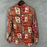 Jonathan Martin Vintage Button Up Top Womens Large Silk Red Floral Patchwork Boho Indie Hippie Photo 7