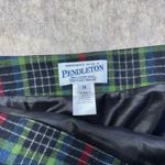 Pendleton Vintage  Green Red Plaid Wool Lined Midi Skirt Fringe Womens Size 14 Photo 5