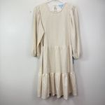 Draper James NWT Neutral Houndstooth 3/4 Sleeve Tiered Pockets Skater Dress XXL Photo 3