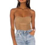 Lovers + Friends Women's Boho Albany Rouched Y2K Bodysuit in Taupe Brown size XS Photo 0