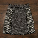 French Connection Tweed Mini Skirt Black White Geometric Fringe Hem Party Cocktail Size Unknown‎ Photo 0
