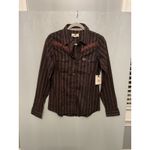 Shttanne Western Style Striped Long Sleeve Button Up Shirt Womens Size S Brown Photo 4