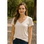 Zenana Women’s White Soft V Photo 1