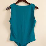 Babaton  Teal Green V-neck Sleeveless Bodysuit Size Large Thong Back Aritzia Photo 6