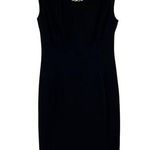 Calvin Klein Solid Black embellished Gold Chain Trim Sheath Dress classic Size 4 Photo 0
