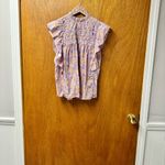 Love the Label Josepha Printed Smocked Short Sleeve Blouse Top Lavender XS Purple Photo 13
