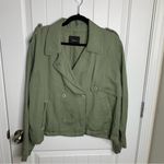Rails  linen blend‎ double breasted green military utility jacket size large Photo 6